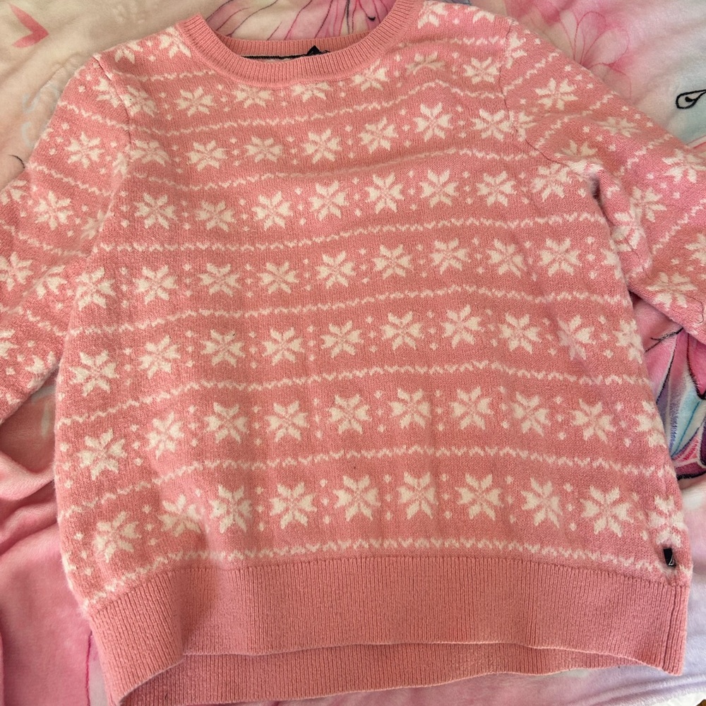 Nautica Pink and White Patterned Sweater